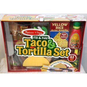 Melissa & Doug Taco Tortilla Set Fill Fold Play Set Pretend Food Fiesta Resturan